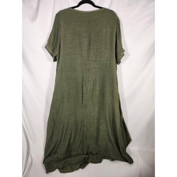 NWOT ANSELF Womens Plus Dress Olive Layered Lagen look Minimalist Comfort 3X - Picture 6 of 6